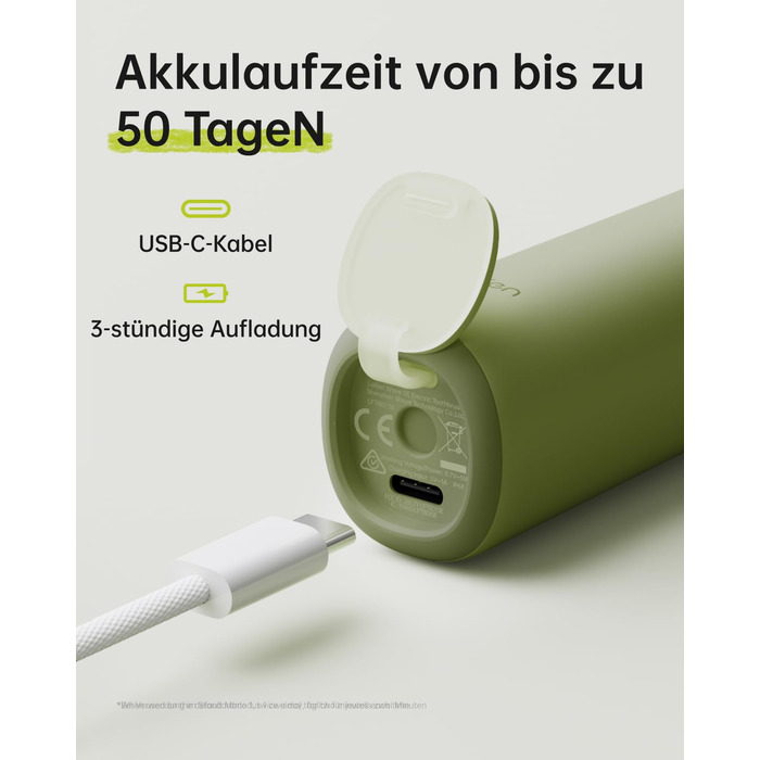 Електрична звукова зубна щітка з осциляціями та вібрацією для дорослих з додатком, 2 насадки (Зелена), (в упаковці)