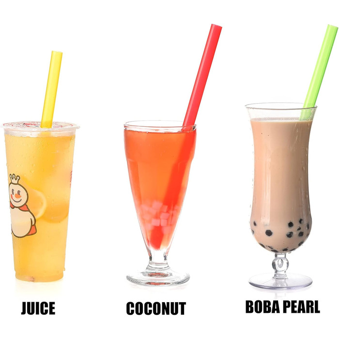 Багаторазові пластикові соломинки Boba, соломинки для бульбашкового чаю, загострений дизайн, кольорові соломинки для смузі довжино