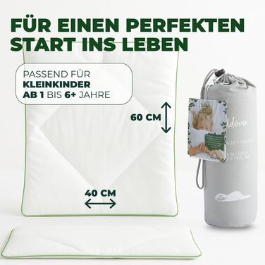 Дитяча подушка Welldora 40x60 см плоска дитяча подушка (16 років), антибактеріальна та антиалергенна, чохол зі 100 бавовни, сертифікована Oeko-TEX, можна прати та з любов&39ю розроблена 40x60 см