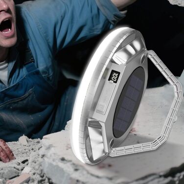 Ліхтар для кемпінгу, 1600 люмен, сонячний ліхтар для виживання, водонепроникний, для походів, використання на вулиці, в саду, на подвір&39ї, на патіо, на балконі, для піших прогулянок, сріблястий