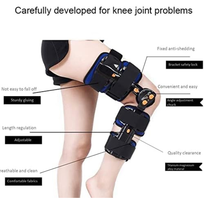 Шарнірний ортез на колінний суглоб, регульований ортез на ногу, висувний ортез на суглоб при переломах колінного суглоба та гомілки, підтримка тазостегнового суглоба, реабілітація після операції