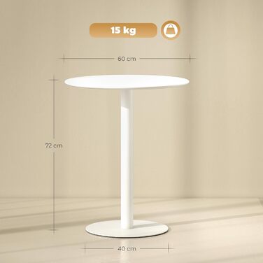 Обідній стіл HOMCOM 60 x 60 см Круглий кухонний стіл для 2 осіб Обідній стіл з підставкою Невеликий сучасний стіл для кухні, їдальні, вітальні Білий