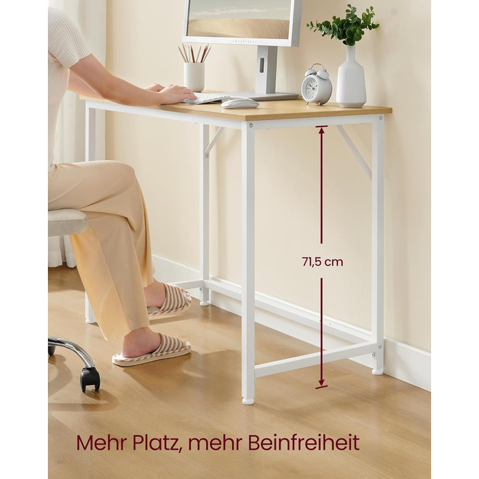 Стіл VASAGLE, комп&39ютерний стіл, офісний стіл, 100 x 50 x 76 см, для кабінету, спальні, вітальні, натуральний дуб-перлинно-білий LWD041W70V2 100 x 50 см натуральний дуб перлинно-білий