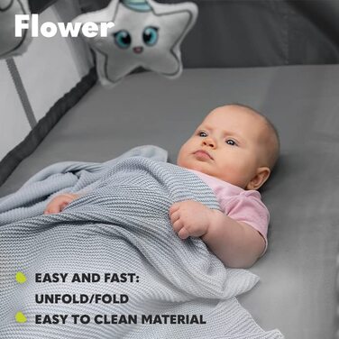 В1 дитяче ліжечко для подорожей, манеж з боковим входом, пеленальний столик, дві висоти підвіски матраца, іграшкове простирадло з