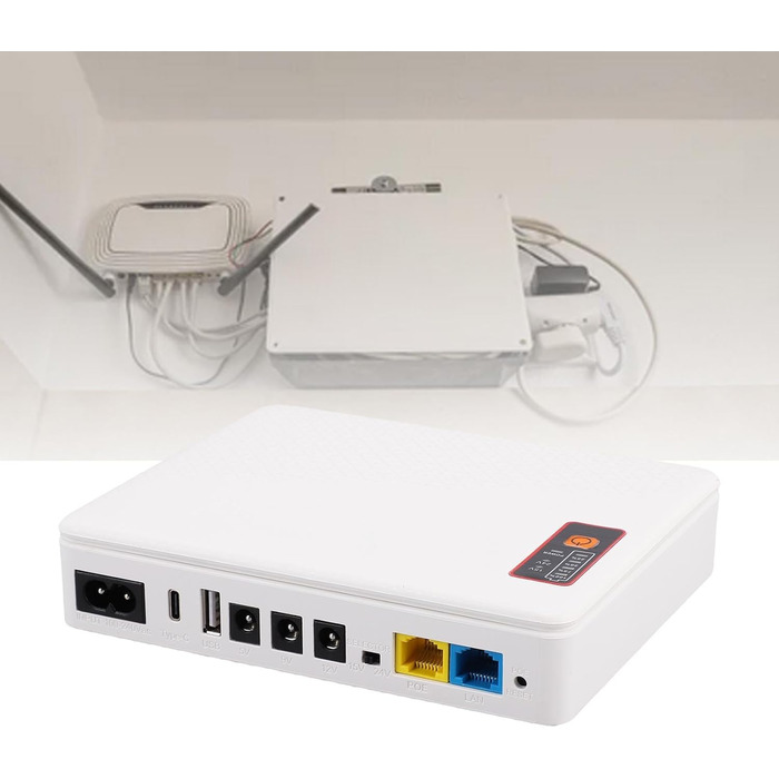 Міні-UPS DC 20800 мАг, Джерело безперебійного живлення для роутера, модему, камери, USB Type-C POE (Європейська вилка)