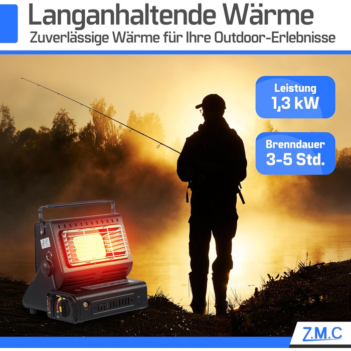 Портативний керамічний газовий обігрівач та плита ZMC 2-в-1 1,3 кВт, з підключенням для зрідженого газу 20 газових картриджів, кемпінгова плита з п&39єзорозпалом, кемпінговий обігрівач, газовий обігрівач для використання на вулиці, в наметах, на терасах, 