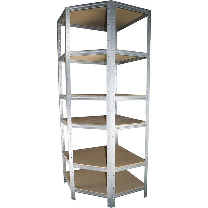 Кутова полиця 200x90x60 см Міцна оцинкована металева полиця настільна 6 полиць вантажопідйомністю 145 кг кожна / Кутова полиця Міцна кутова полиця / Вставна полиця