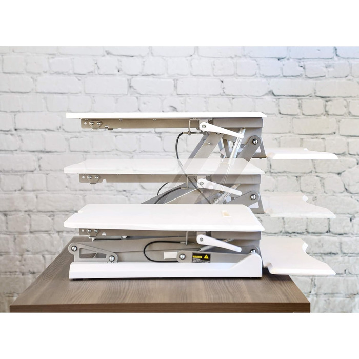 Стіл-конвертер Seville Classics 90 см з пневматичним регулюванням висоти сидячи-стоячи з газовою пружиною, металевий, білий 90 см x 59 см пневматичний білий