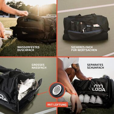 Л) - Спортивна сумка з відділенням для взуття, відділенням для вологих речей, функцією рюкзака та кишенею для цінних речей - Ідеальна сумка для футболу, гандболу, тренувань або фітнесу - Сумка для спорту, подорожей та відпочинку, 68