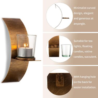 Підсвічник Sziqiqi Свічник Підсвічник для стіни - Настінний свічник Золотий бронзовий підсвічник металевий настінний декор Вінтажн