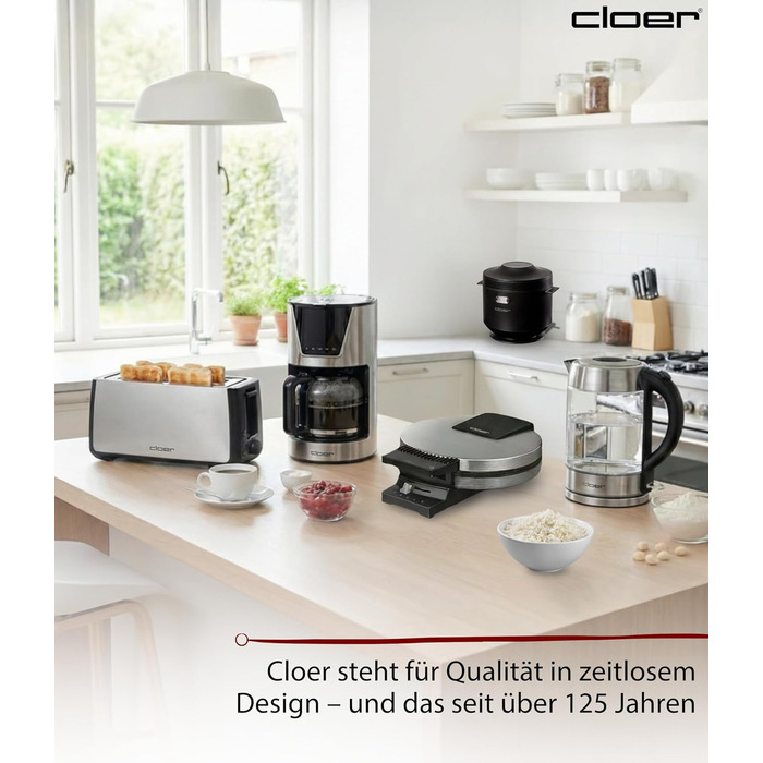 Рисоварка Cloer 6830, 1 л, з насадкою для приготування на парі та чашею, що миється в посудомийній машині, 7-етапна технологія, підігрів до 24 год, звуковий сигнал та індикатор рівня води, 350 Вт, чорна