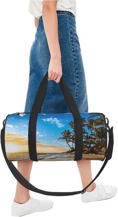 Спортивна сумка, дорожня сумка, пляжна сумка, принт Захід сонця, ландшафтний малюнок, сумка на нічліг, чорна, універсальний розмір, сумка для подорожей