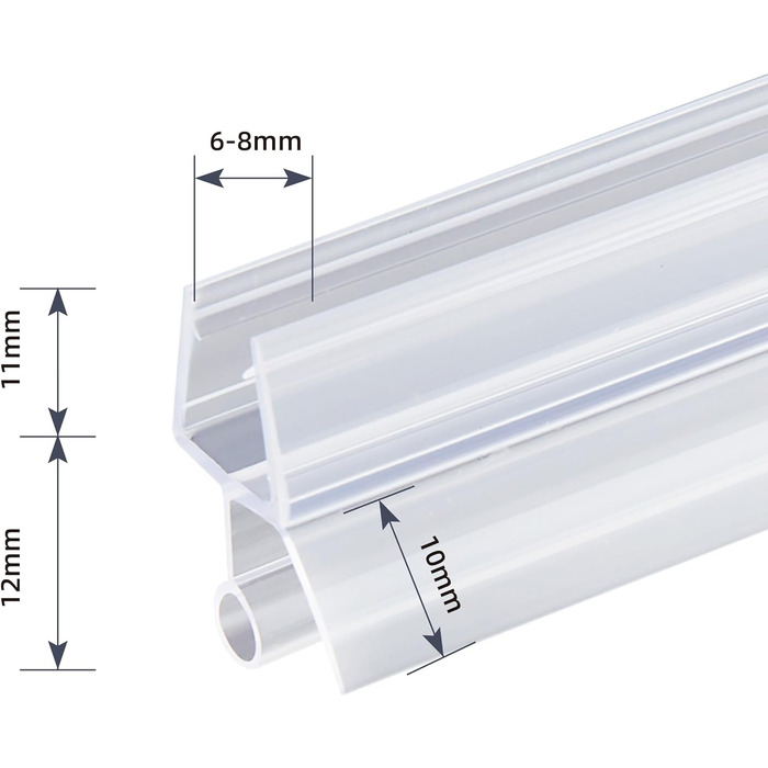 Душовий ущільнювач KOOBON Вигнутий 2 шт. 50 см Круглий душ Чверть кола Душова кабіна Ущільнювач душових дверей Товщина сірникового скла 5 мм 6 мм Змінний ущільнювач Душові кабіни Дефлектор води Душові двері Захист від бризок (скло від 100 см до 6/7/8 мм, 