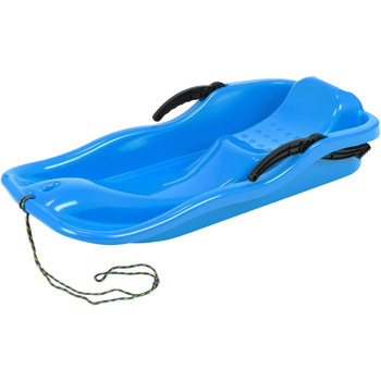 Санки пластикові з гальмами та буксирувальним тросом, сині