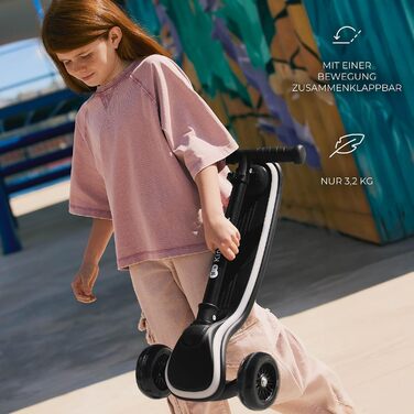 Дитячий самокат Kinderkraft RAKET (від 1 року, до 50 кг), LED-колеса, регульоване кермо, сучасний дизайн, рожевий