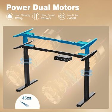Рама столу AIMEZO з регулюванням висоти та 2 двигунами, електрична рама столу з портом USB-C, електрична рама столу з функцією запобігання зіткненням, керування пам&39яттю, чорна