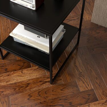 Журнальний столик HOMCOM, квадратний стіл для вітальні з місцем для зберігання, 2 яруси, диван-столик у скандинавському стилі зі сталевим каркасом, бічний столик, тумбочка для вітальні/спальні, 40 x 40 x 45 см, чорний