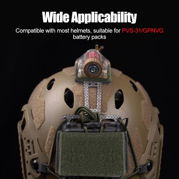 Підсумок для батареї тактичного шолома NVG, підсумок для батареї страйкбольного шолома з кріпленням на липучці та петлі для системи утримання батареї PVS31, армійський зелений