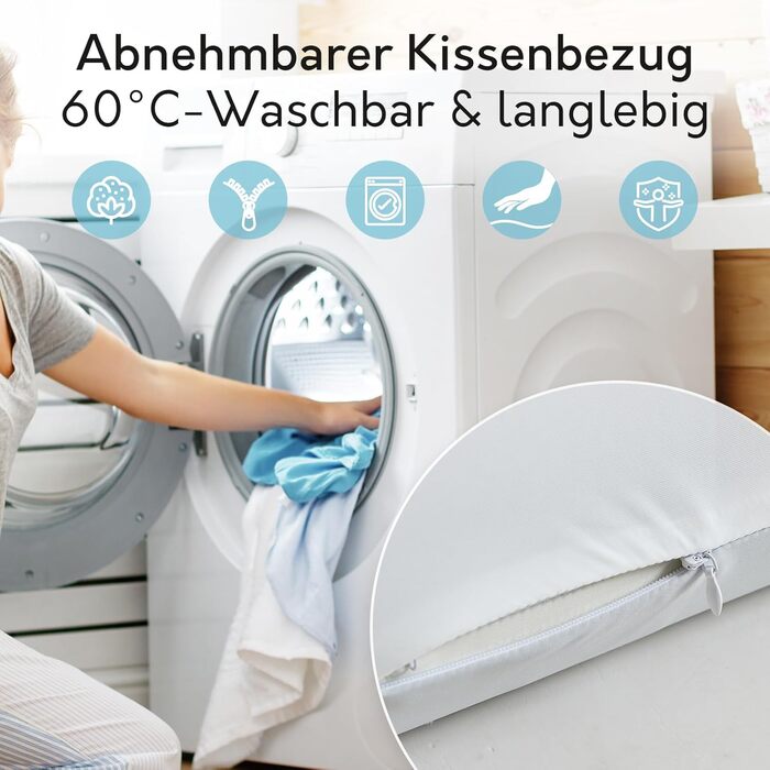 Ергономічна подушка з піни з ефектом пам&39яті 2 висоти (10/11,5 см) - подушка для підтримки шиї для сну на боці та на спині, сертифікована CertiPUR-US та Oeko-TEX 100, з наволочкою, яку можна прати