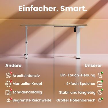 Стіл з регульованою висотою 80 x 48 см, 4 налаштування висоти з пам&39яттю, Електричний стіл для домашнього офісу та комп&39ютерної робочої станції, Стіл для роботи стоячи, Світлий горіх Світлий горіх 80 x 48 см