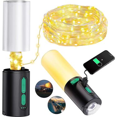 Ліхтар для кемпінгу з підсвічуванням, акумуляторний ліхтарик 4-в-1, 1000 люмен, IPX6