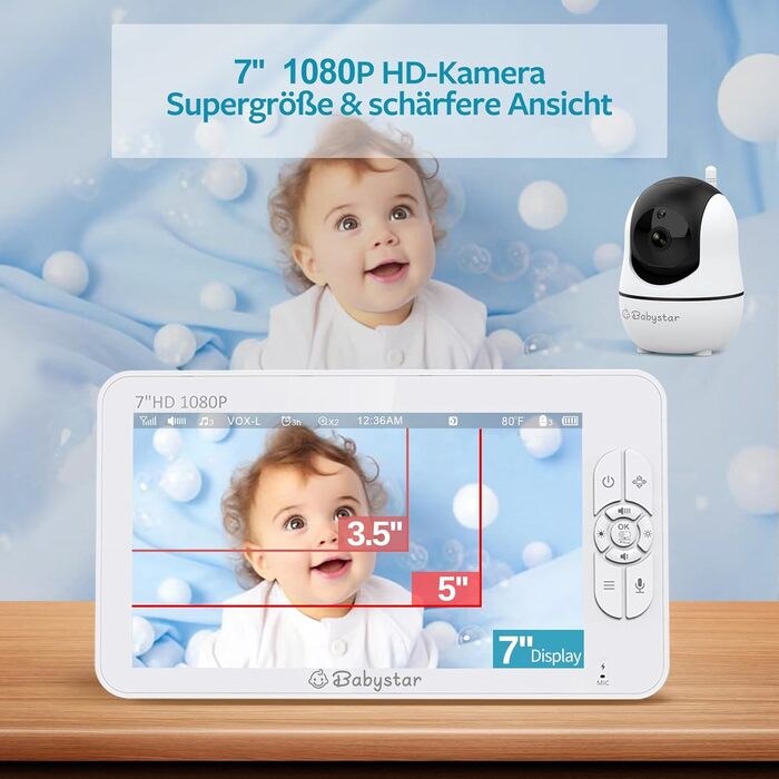 З 2 камерами 7-дюймовий 1080P розділений екран Відеоняня з вбудованим ширококутним об&39єктивом, інфрачервоним нічним баченням, дв