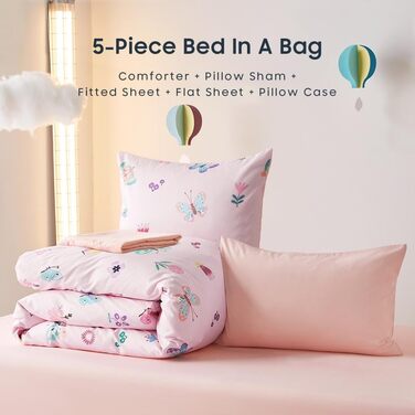 Комплект постільної білизни Wake In Cloud - Метелик для дівчаток, милий барвистий комплект постільної білизни з простирадлами з ме