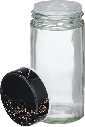 Карусель для спецій Relaxdays з 16 баночками для спецій, зі вставкою-шейкером, обертовий, багаторазовий блок для спецій, мармуровий вигляд, чорний