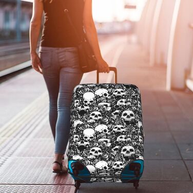 Чохол для валізи BREAUX з квітковим та дизайном черепа, унікальний двосторонній принт, білий, малий розмір