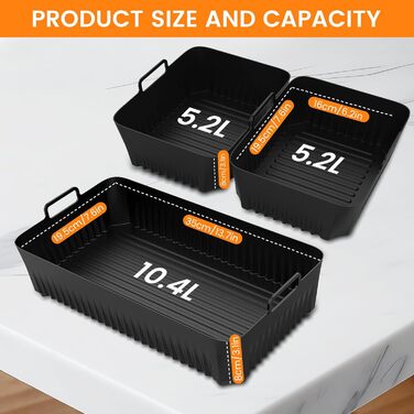 Силіконова форма для фритюрниці Ninja AF500EU, 3 шт. Аксесуари для фритюрниці 10,4 л і 5,2 л Силіконова форма, аерофритюрниці Аксесуари для Ninja Af500EU Af500EUCP 10.4L(2)