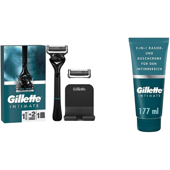 Бритва для інтимної гігієни Gillette з 2 лезами та набір для гоління для інтимного догляду для чоловіків (177 мл) Комплект з набором для гоління