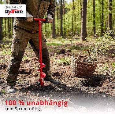 Бурильний пристрій Grafner для свердління отворів до Ø 100 мм, надміцний, зі сталі, з великим шнеком, антиковзними ручками, ідеально підходить для встановлення стовпів парканів, посадки дерев, кущів та рослин, бури для землі