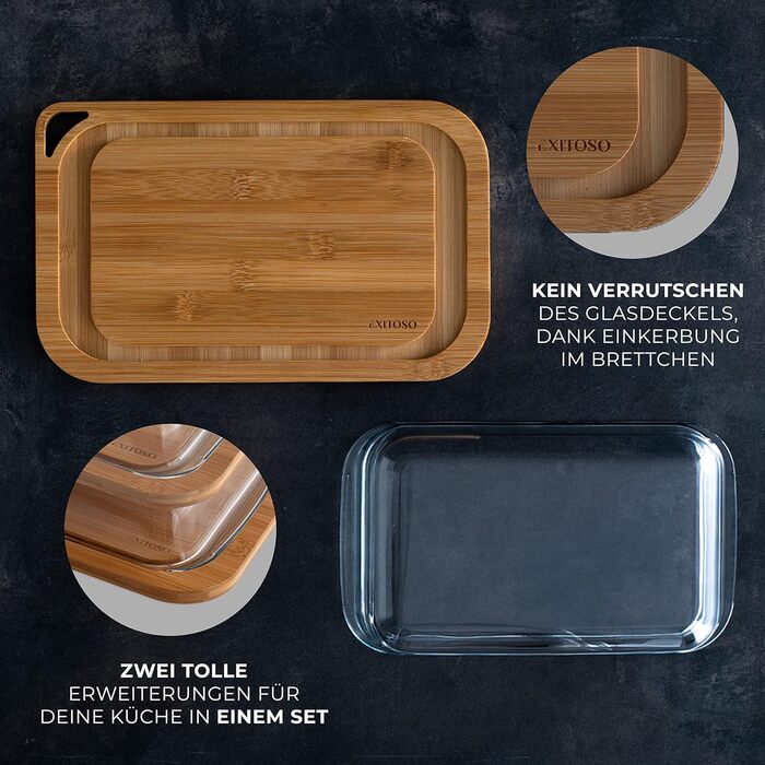 Дерев&39яна сервірувальна дошка Exitoso, скляні контейнери для холодної нарізки для холодильника, набір з 2 шт. , штабелюються - купол для сиру, коробка для ковбас, контейнери для зберігання продуктів, контейнер для зберігання сиру, коробка для ковбас - к