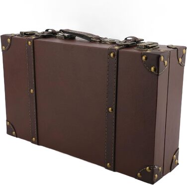 Вінтажна шкіряна дерев&39яна валіза, 34 x 20,5 x 8 см, декоративний футляр для зберігання речей для дому, фотореквізит, коричневий