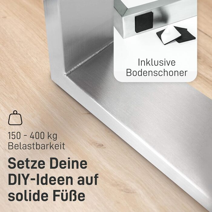 Прямокутний каркас столу Natural Goods Berlin 2 шт. з нержавіючої сталі Легке складання Металеві ніжки столу Полозки столу ідеально підходять для проектів &quotзроби сам&quot, таких як обідній стіл, письмовий стіл, журнальний столик, лавка 100x72 см Ш1000