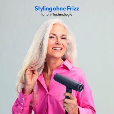 Фен з іонізацією та дифузором HD2 (Іонізація, 1500 Вт, насадка для укладання, універсальні насадки, тихий та довговічний BLDC-мотор, функція самоочищення, довгий шнур живлення) Чорний фен з дифузором 2 насадки для укладання Сірий