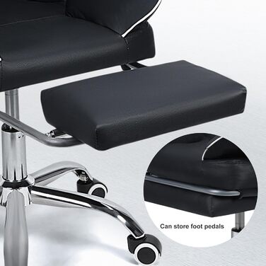 Ергономічне офісне крісло Yokawe з підставкою для ніг, вантажопідйомність 180 кг, комп&39ютерне та ігрове крісло зі штучної шкіри з підголівником та поперековою опорою, чорне