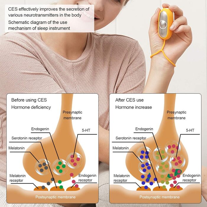 Пристрій для сну, тихе носіння для дорослих, полегшення тривоги, заряджається від USB, мікрострумовий засіб для безсоння, портативна підтримка для покращення глибокого сну (жовтий)