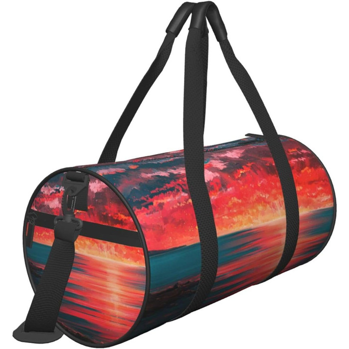 Спортивна сумка, дорожня сумка, пляжна сумка, принт Захід сонця, сумка на нічліг, чорна, універсальний розмір, сумка для подорожей
