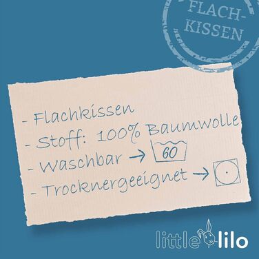 Дитяча плоска подушка 40x60 см - дитяча подушка з 100 органічної бавовни - наповнювач з 90 пуху та 10 пір'я - преміальна якість, з