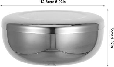 Миски з нержавіючої сталі Toyvian з кришками, набір із 3 глибоких мисок для рису та супу, маленькі металеві миски з подвійними стінками, ізольовані миски для рису для салату, закусок та зберігання.