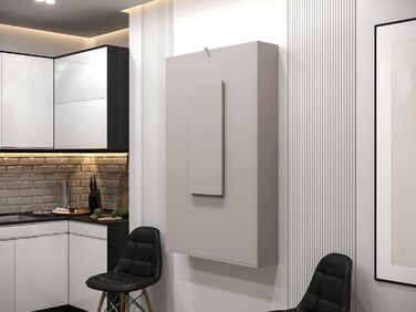 Настінний стіл Mirjan24 Albi, настінний розкладний стіл з 2 полицями, V-подібний стіл, обідній стіл, ідеально підходить для їдальні, кухні, розкладний стіл, барний стіл (Кашемір)