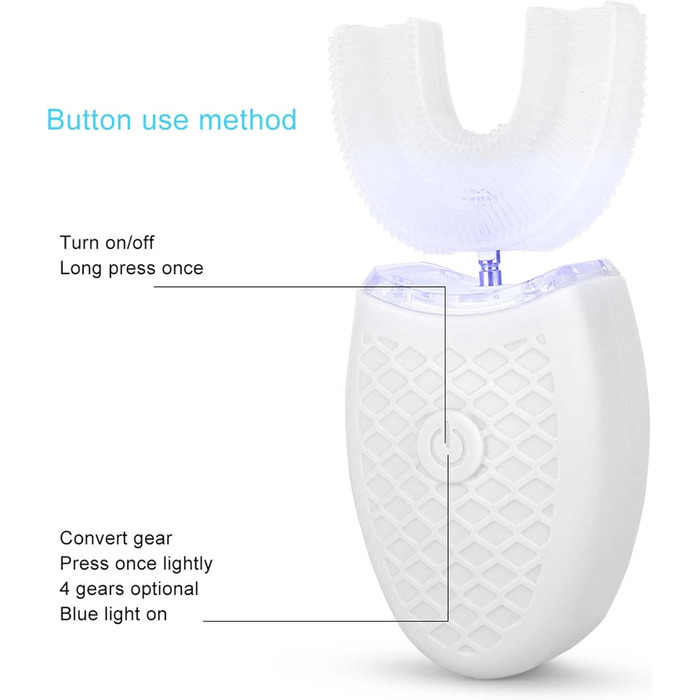 Подібна зубна щітка для дорослих, електрична ультразвукова зубна щітка, U-подібна звукова електрична зубна щітка для дорослих Зубна щітка з автоматичним чищенням Інструмент для догляду за ротовою порожниною (білий)