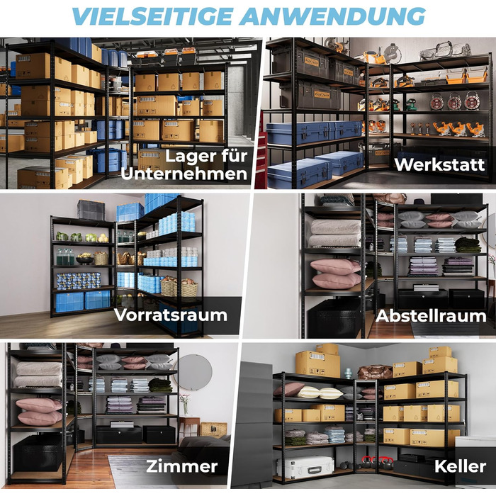 Кутовий стелаж ALL Premium Heavy Duty 180x90x60 см 2 шт. 180x150x60 см, чорний - вантажопідйомність 3750 кг стабільний окремостоячий кутовий стелаж, універсальна система стелажів, ідеально підходить для підвалів та складів. 180x90x60 см 2 шт. 180x150x60 с