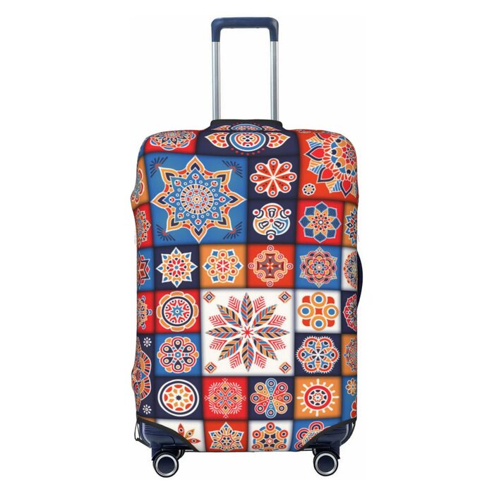 Чохол для валізи Ретро Квіти - еластичний захист від подряпин та пилу, чорний, розмір 85 см