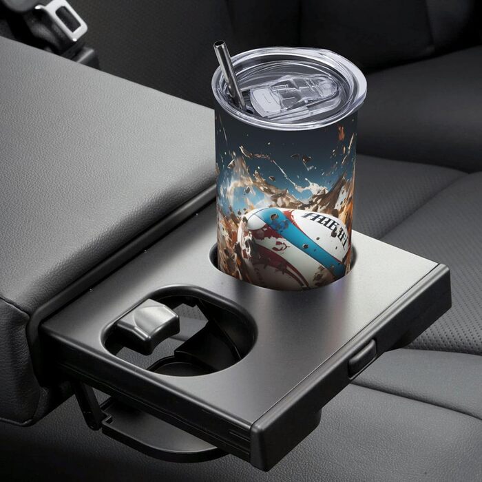 Кружка з прямою трубочкою, дизайн Регбі у вогні, з принтом, підходить для кемпінгу, офісу та дому, 590 мл