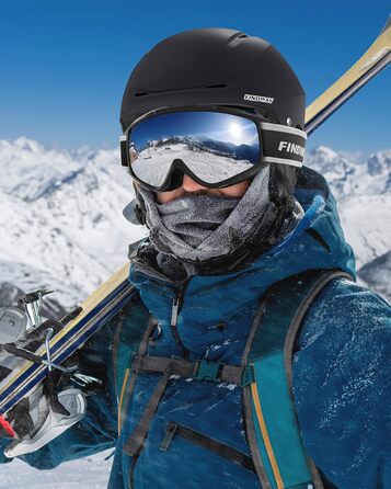 Комплект лижного шолома та окулярів Findway, шолом для сноуборду з окулярами для чоловіків та жінок, лижні шоломи для дорослих для чоловіків, жінок та молоді, розмір M (54,5-58,5 см), чорний