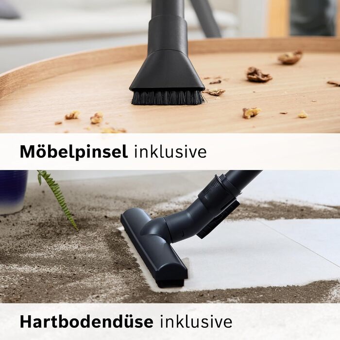 Безмішковий пилосос Bosch Serie 4 BGD21BA3T гігієнічний фільтр, 10 років гарантії на двигун, для паркету, килимів та плитки, насадка для твердих підлог, турбощітка, висока потужність всмоктування, компактний, 750 Вт, чорний