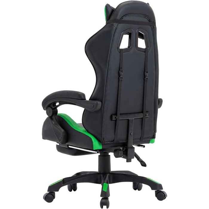 Ігрове крісло Hommdiy з підставкою для ніг, підголівником, поперековою подушкою, офісне крісло, обертове крісло, крісло керівника, письмове крісло, спортивне сидіння, гоночна шкіра, зелено-чорне, з підставкою для ніг