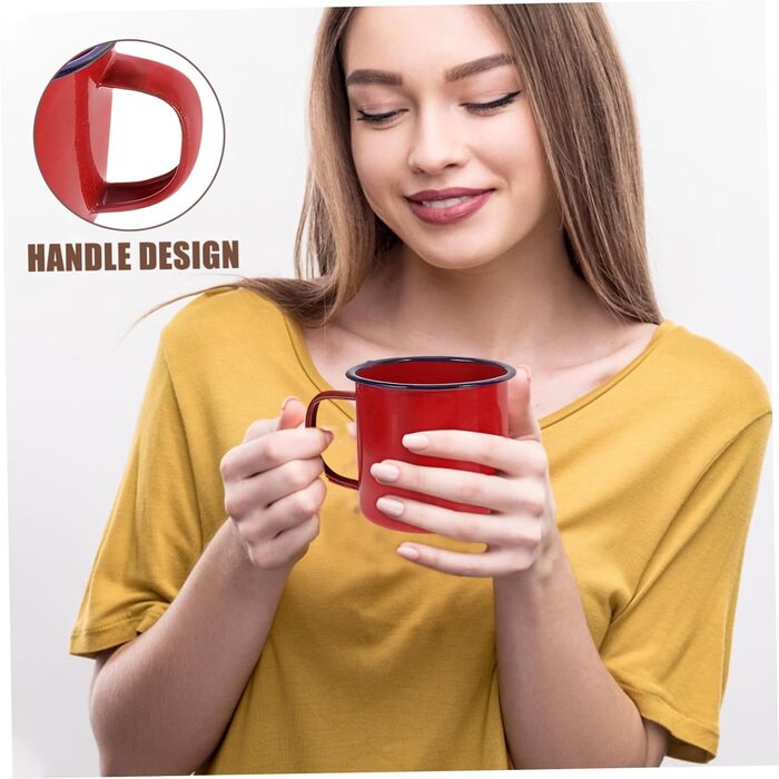 Набір емальованих кухлів Garneck з 4 предметів, для кемпінгу, маленьких бляшаних чашок для пиття, емальовані кухлі, домашні кухлі, кухлі для гарячого шоколаду, кухлі для багаття, вінтажна кухоль для кави, кухоль для води, червоний